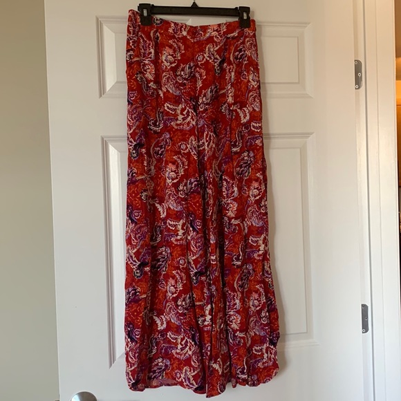 FREE PEOPLE Red Pattern Wide Leg Pants - Picture 1 of 3